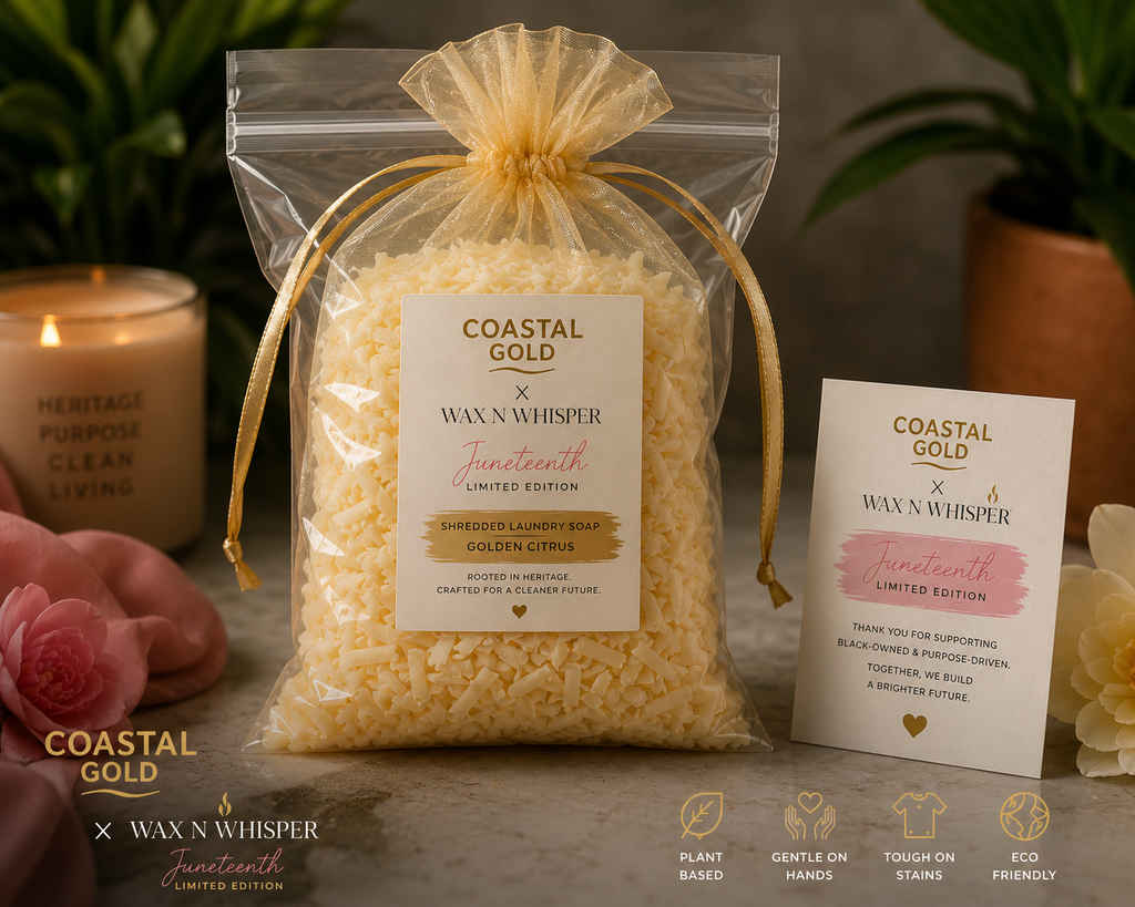 Coastal Gold x Wax N Whisper | Caribbean Linen™ Luxury Laundry Flakes | 8 oz